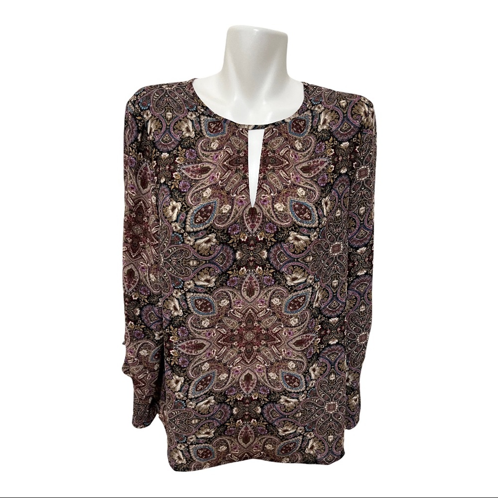 J.Jill long sleeve paisley tunic‎ top blouse size M